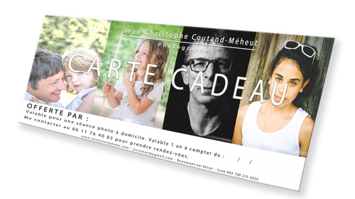 Carte cadeau du photographe Jean-Christophe COUTAND-MEHEUT Carte cadeau du photographe Jean-Christophe COUTAND-MEHEUT